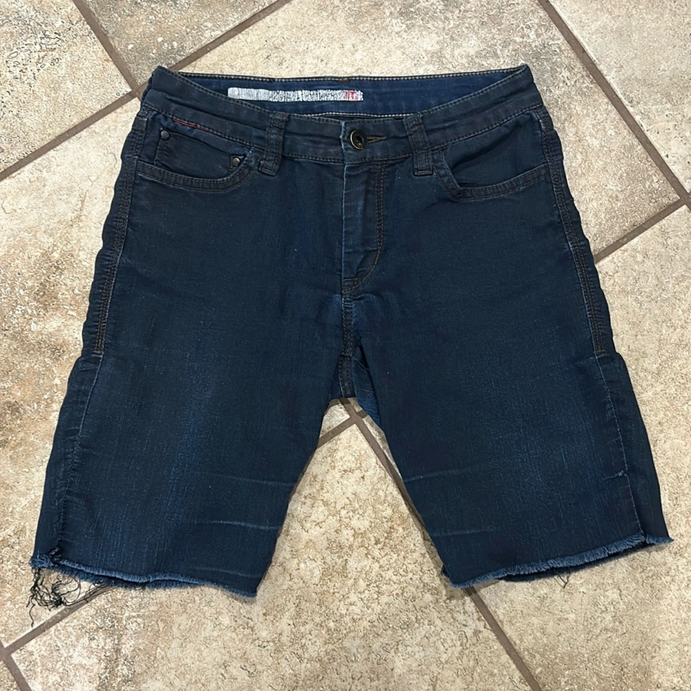 !iT Jeans Ultra Skinny Cutoff Jean Shorts - Super Dark Wash